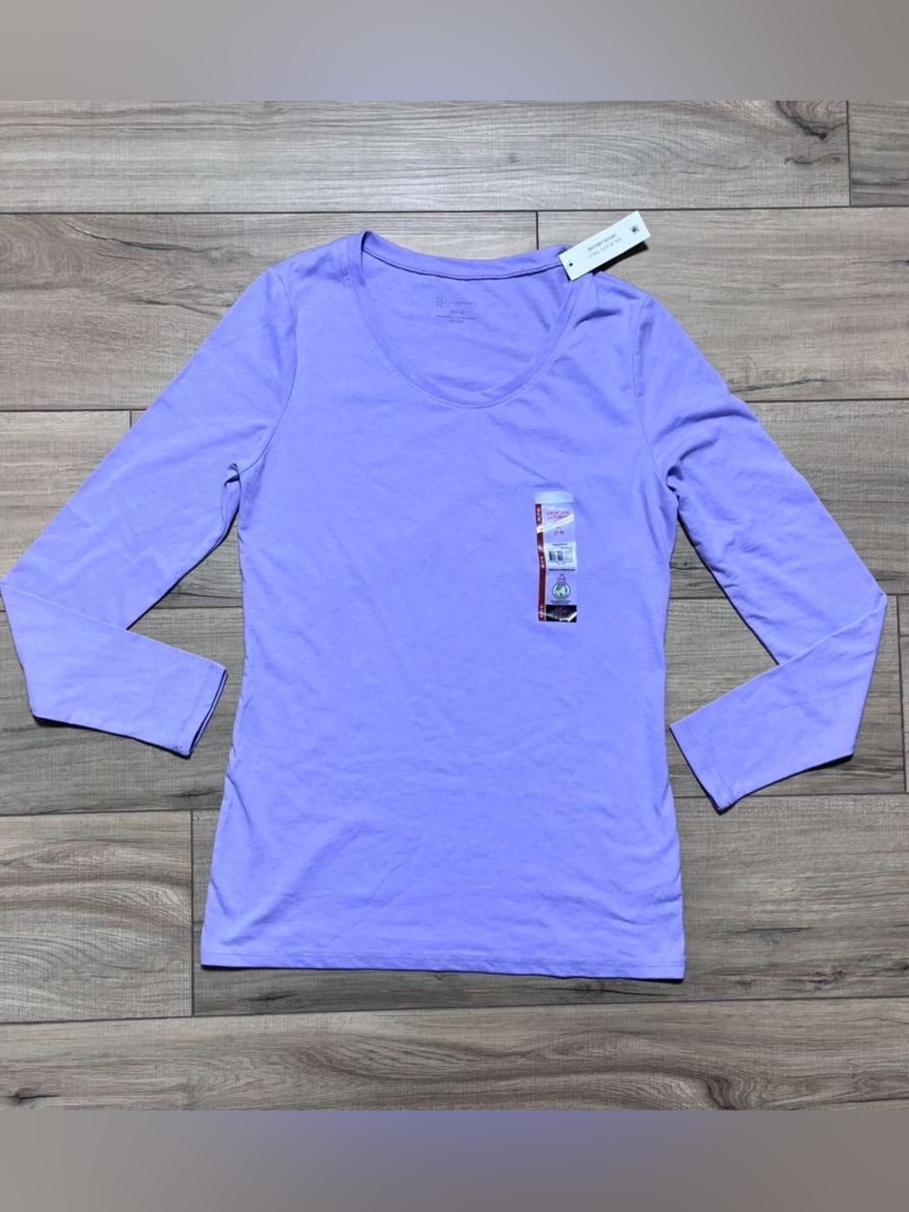 No Boundaries Juniors Long Sleeve Scoop Neck Tee Size Medium (7-8) Spring Lilac